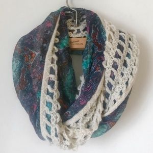 Crochet Infinity Scarf with Blue & Purple Detail